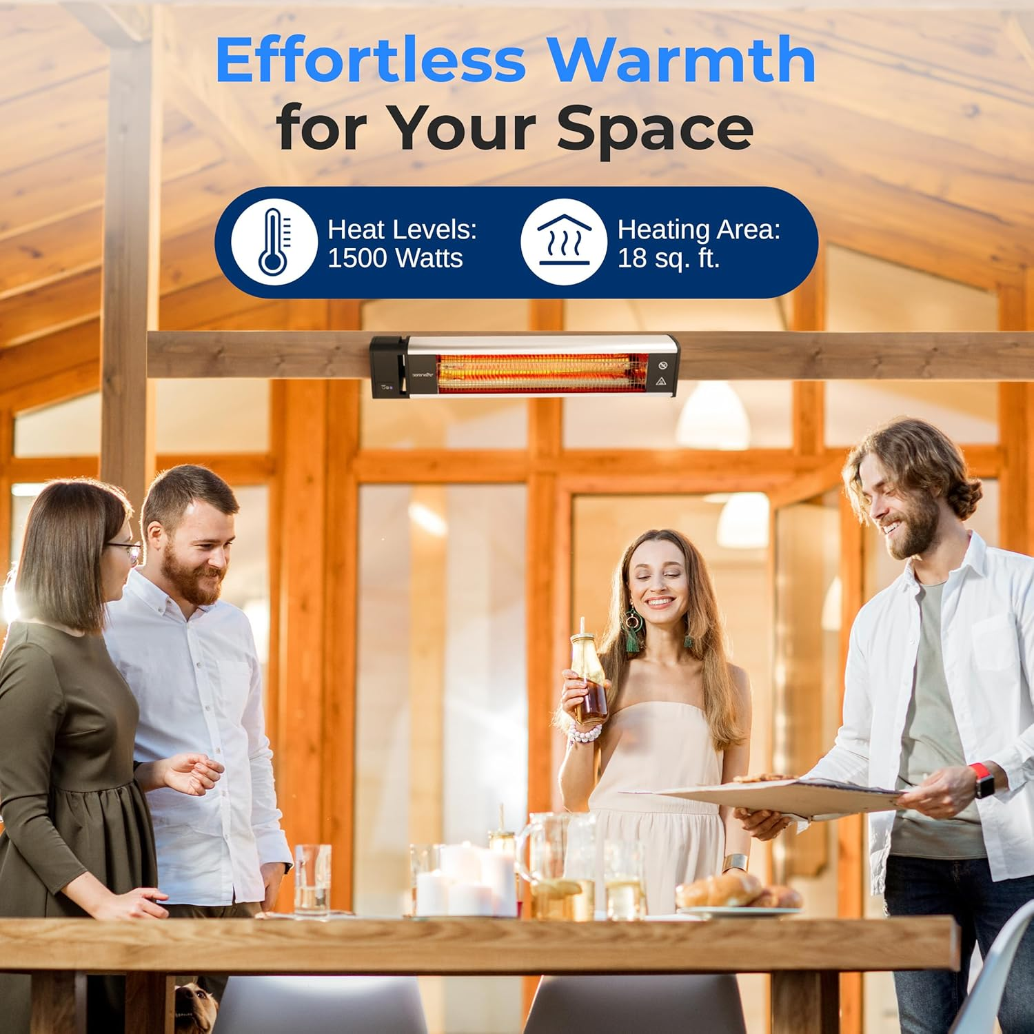 SereneLife 1500W Wall-Mounted Infrared Heater with Remote – Indoor/Outdoor Use, Odorless, IP65 Waterproof