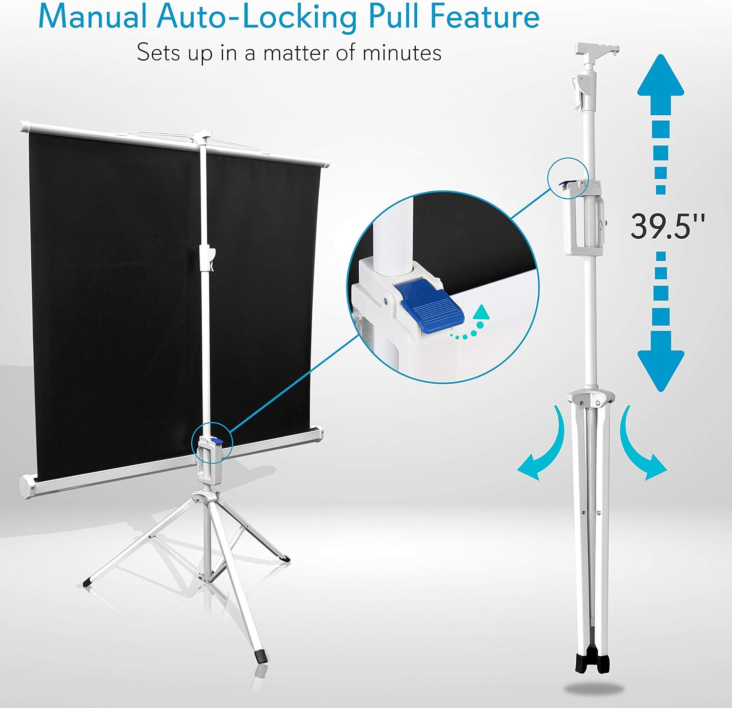Pyle 50" Portable Projector Screen with Tripod – Lightweight, Durable, Easy Setup, 4:3 Aspect Ratio, White Matte Surface for Indoor/Outdoor Use