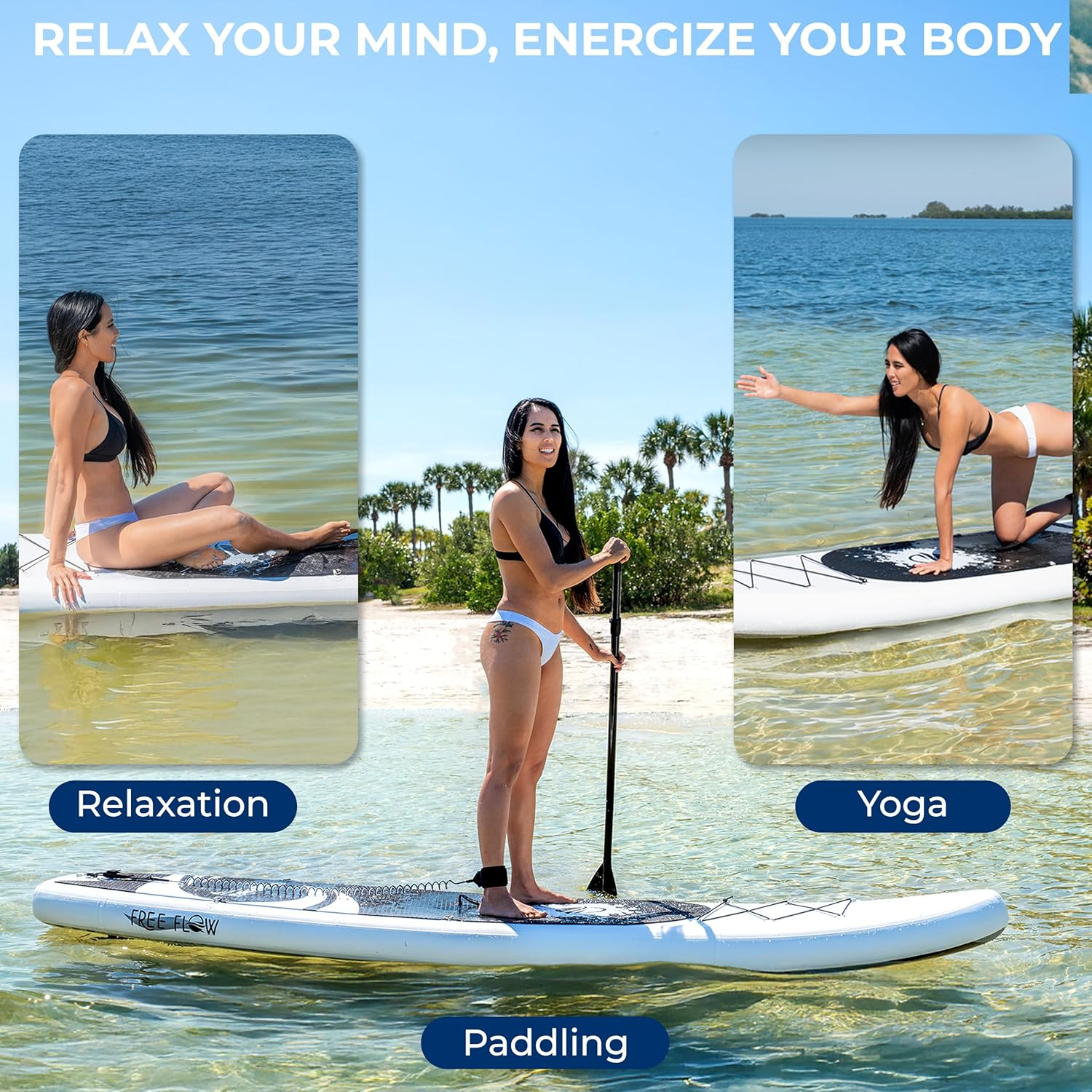 SereneLife Inflatable Stand-Up Paddle Board – Includes Premium SUP Accessories – Extra-Wide, Stable Design with Non-Slip EVA Deck Pad – Suitable for Adults and Youth of All Skill Levels, Supports Up to 350 lbs