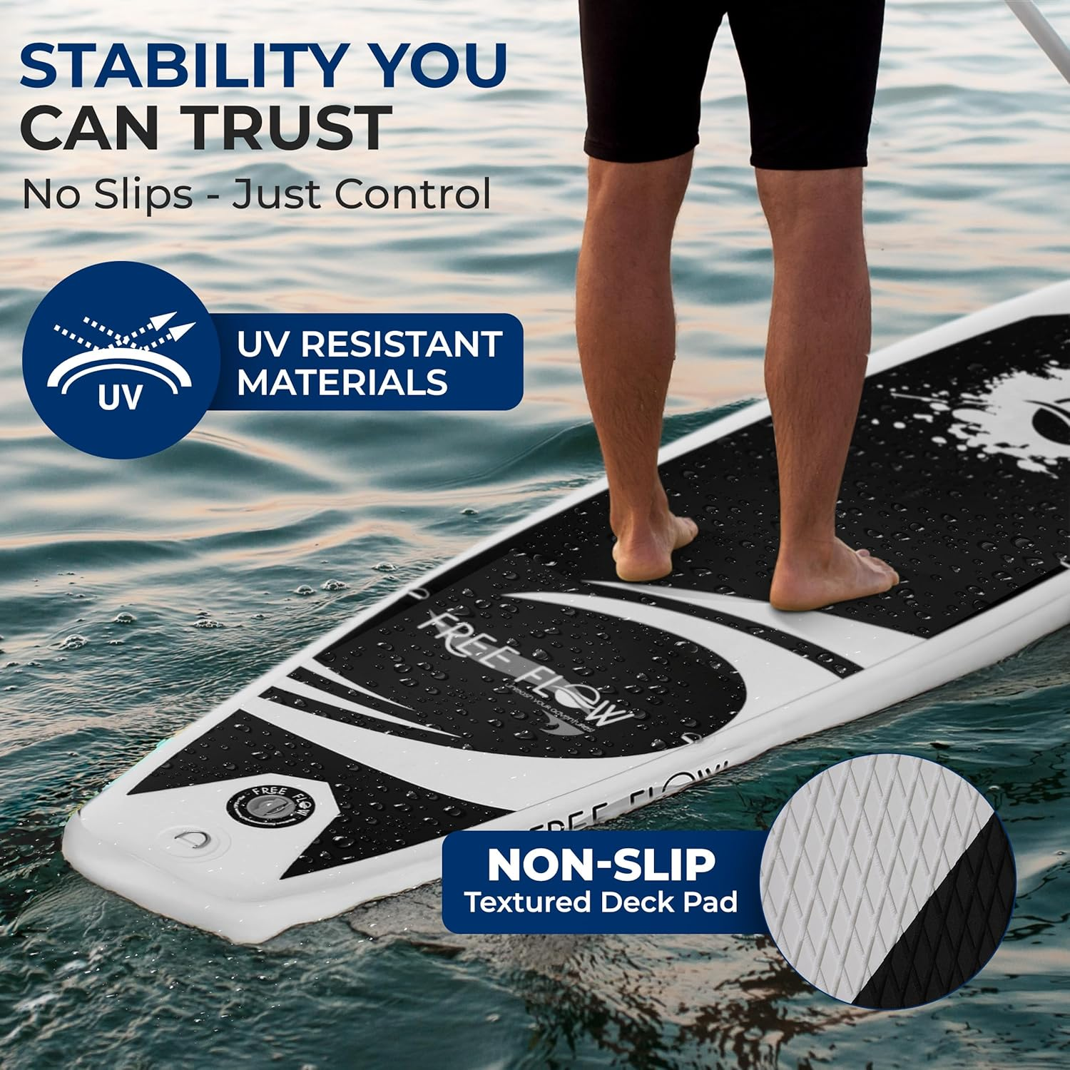 SereneLife Inflatable Stand-Up Paddle Board – Includes Premium SUP Accessories – Extra-Wide, Stable Design with Non-Slip EVA Deck Pad – Suitable for Adults and Youth of All Skill Levels, Supports Up to 350 lbs