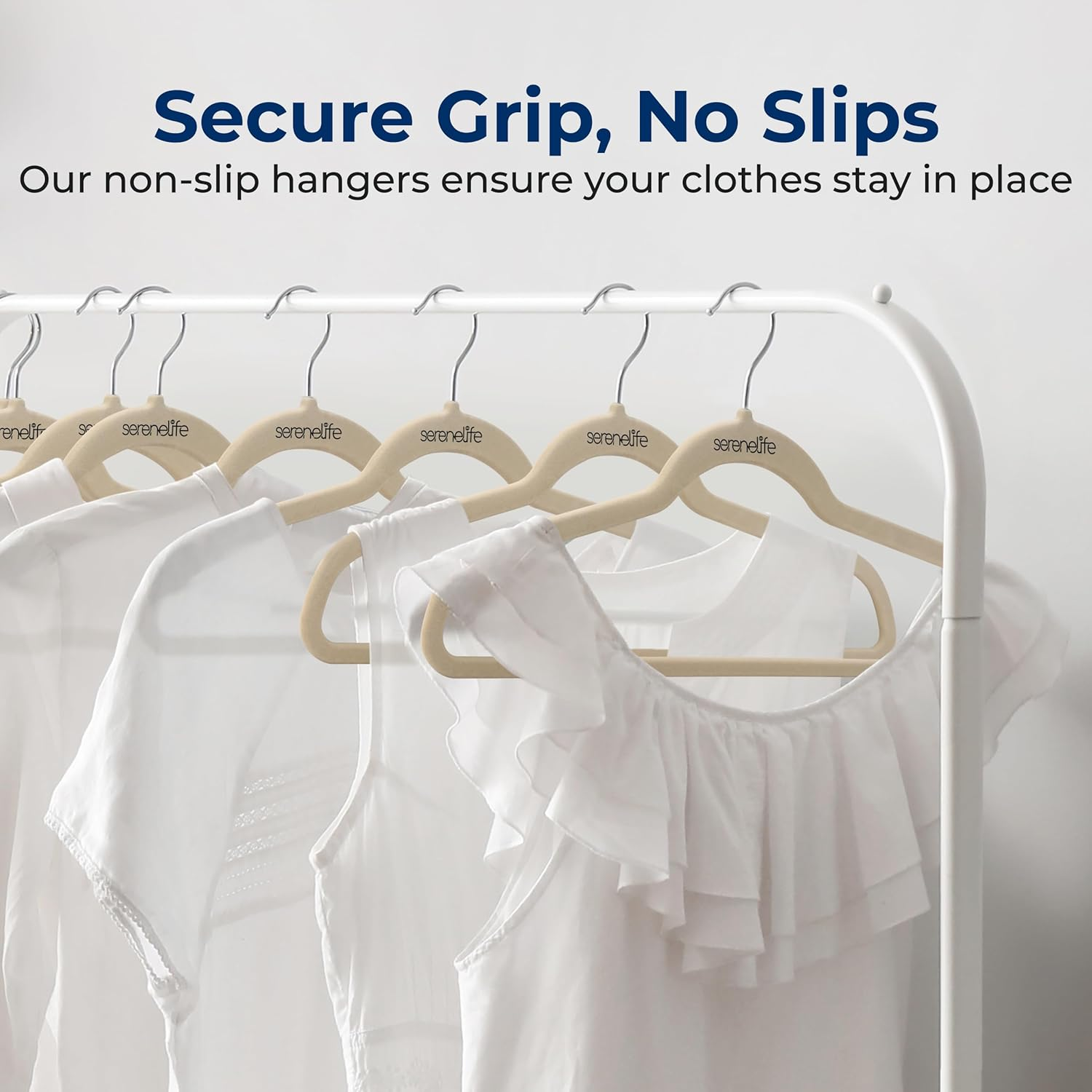 SereneLife 30 Pack Velvet Hangers with Non‑Slip Design, 360° Swivel Hook, Ultra‑Thin and Space‑Saving for Shirts, Sweaters, Hoodies, Kids Clothes, and Dresses
