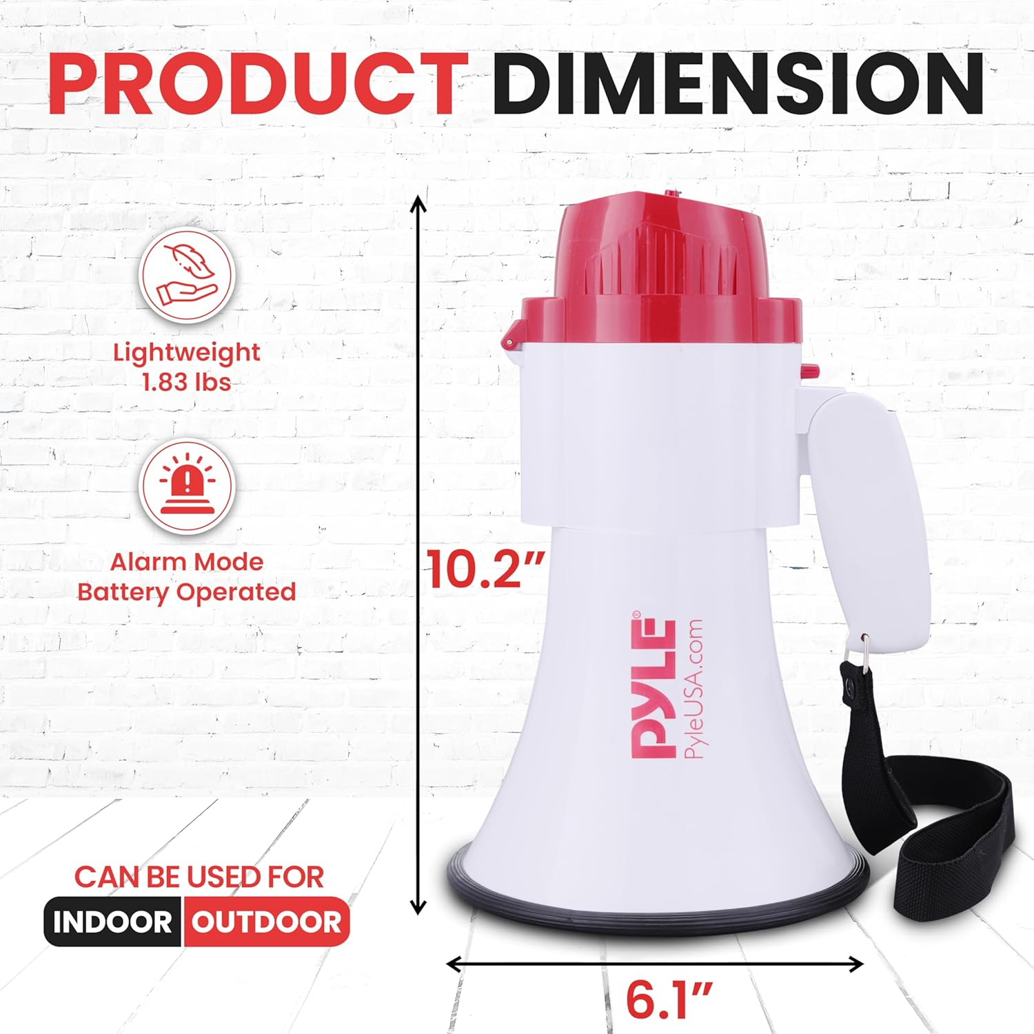 Pyle Megaphone Speaker PA Bullhorn – 30W with Built-in Siren, Voice Recorder, and 800-Yard Range – Perfect for Football, Soccer, Baseball, Hockey, Basketball, Cheerleading, Fans, and Coaches – Model PMP35R
