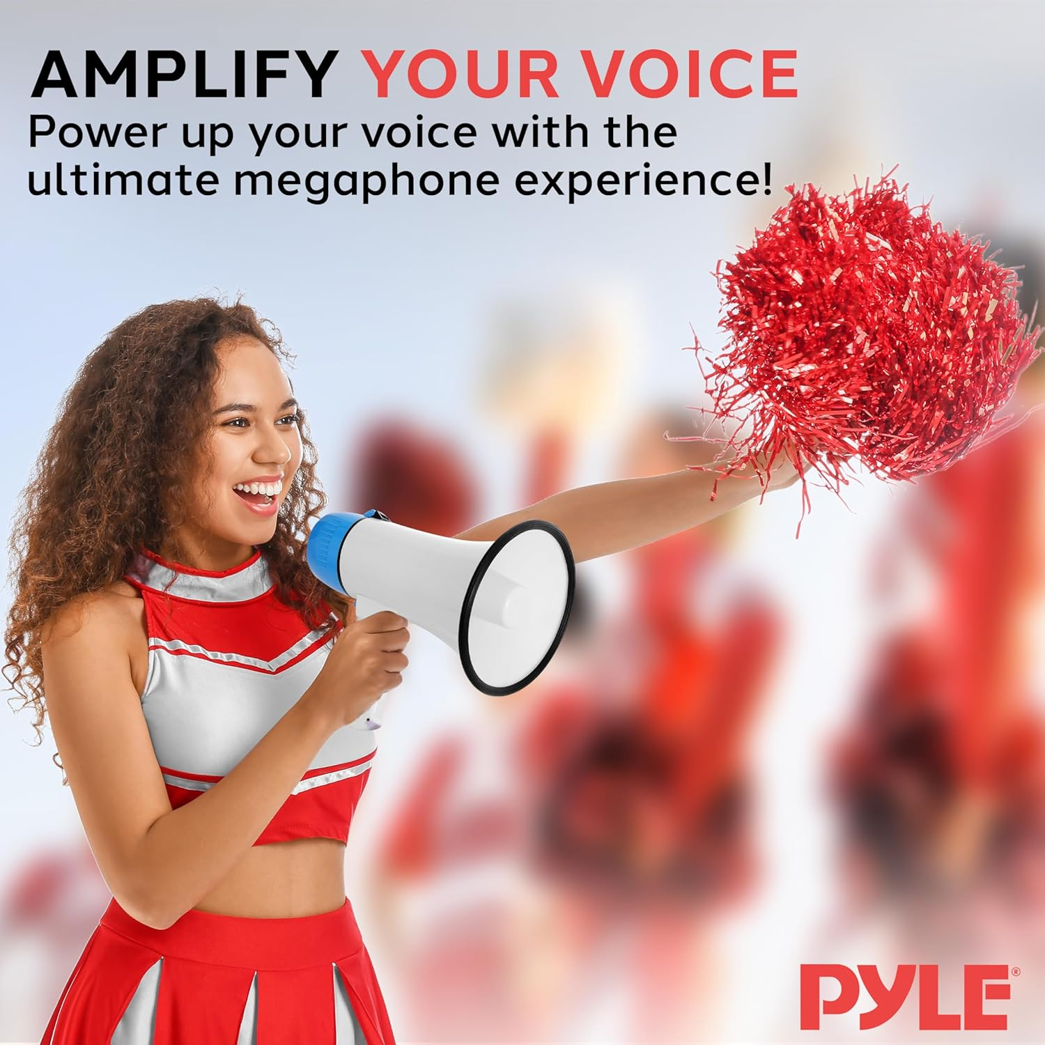 Pyle 20W Portable Megaphone Bullhorn – Handheld Loudspeaker with Adjustable Volume and Built-in Siren – Compact, Powerful for Announcements, Events, Sports, and Public Address