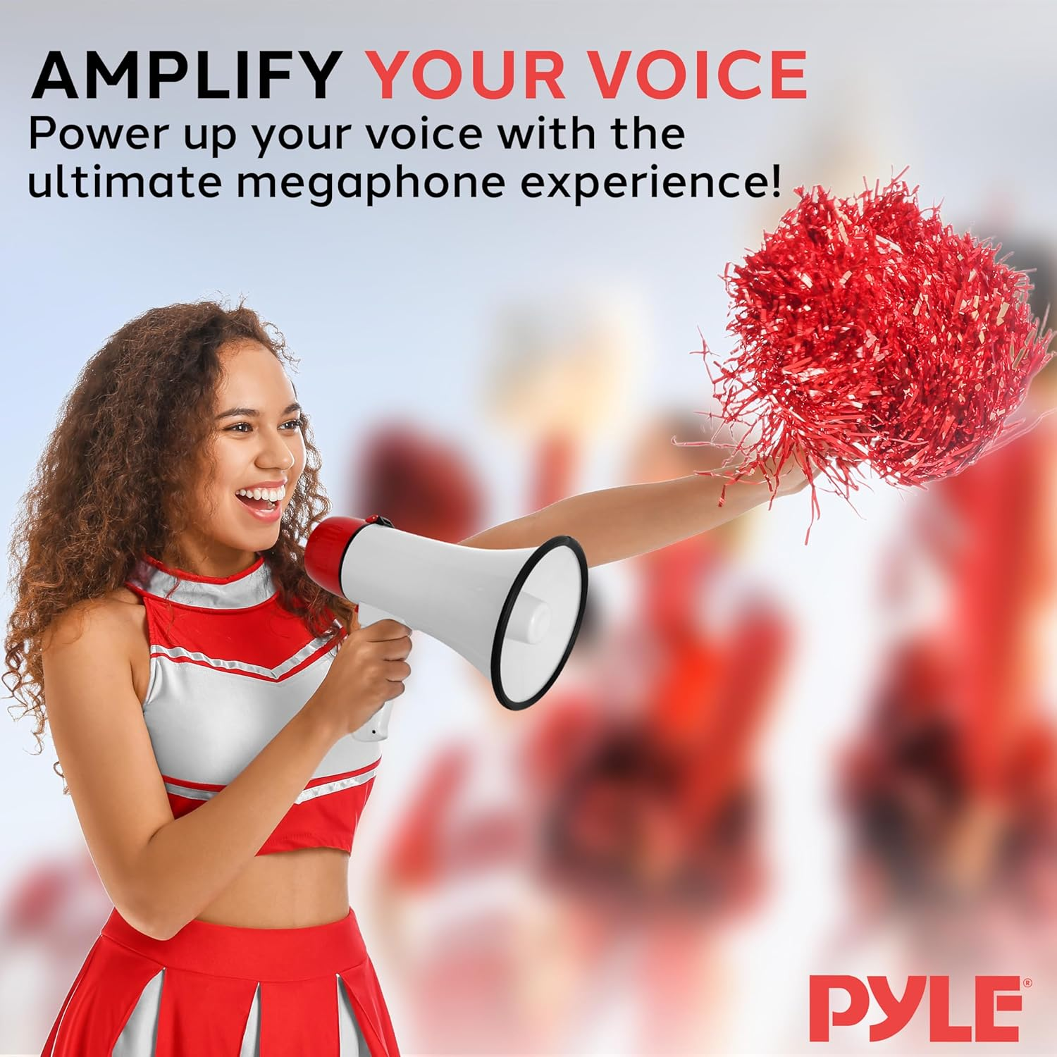 Pyle 20W Megaphone Bullhorn – Portable Handheld Loudspeaker with Adjustable Volume and Built-in Siren – Compact, Powerful for Announcements, Events, Sports, and Public Speaking