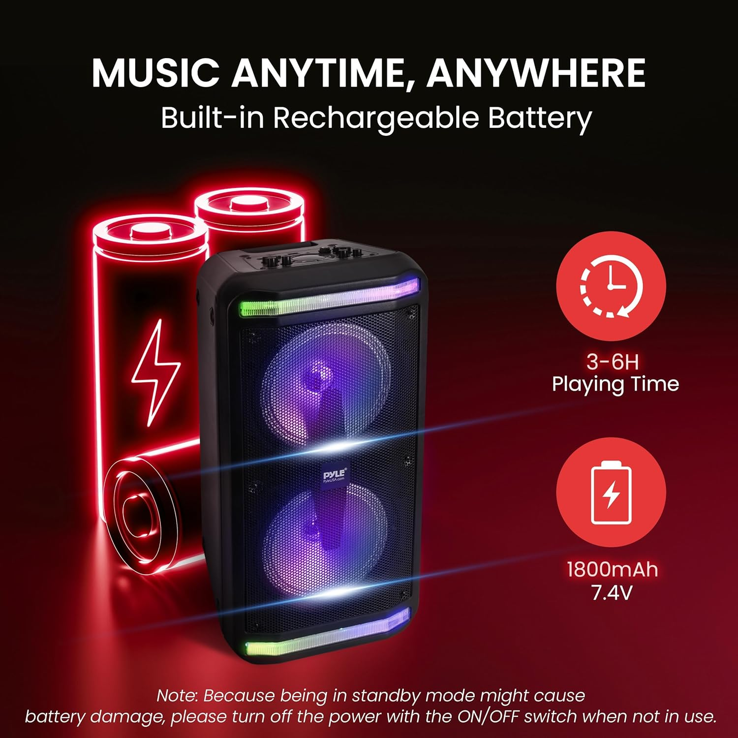 Pyle Sound Around Bluetooth Speaker and Microphone System – Portable Stereo Karaoke Speaker with Wired Mic, MP3/USB/Micro SD Inputs, FM Radio, 6.5” Subwoofers, 500W Max Output, Black, One Size, Model PPHP266B