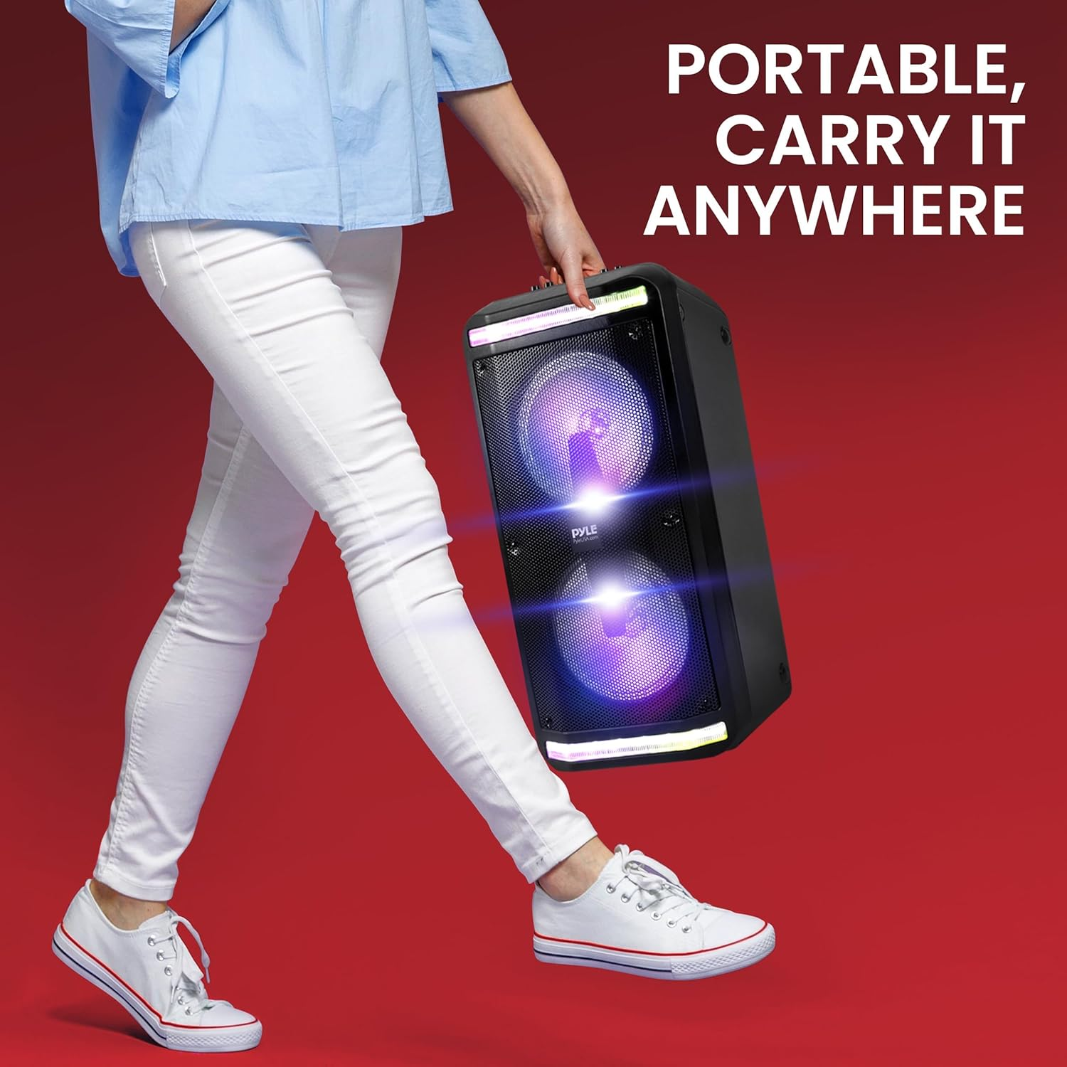 Pyle Sound Around Bluetooth Speaker and Microphone System – Portable Stereo Karaoke Speaker with Wired Mic, MP3/USB/Micro SD Inputs, FM Radio, 6.5” Subwoofers, 500W Max Output, Black, One Size, Model PPHP266B