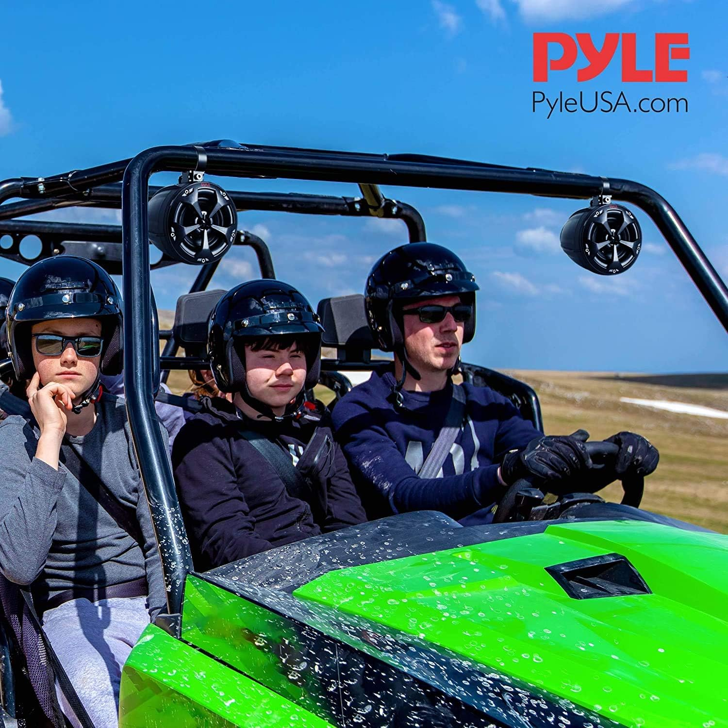 Pyle 2-Way Dual Waterproof Off-Road Speakers – 4” 800W Marine-Grade Wakeboard Tower Speaker System – Full-Range Outdoor Audio for ATV, UTV, Quad, Jeep, or Boat – PLUTV41BK, Black