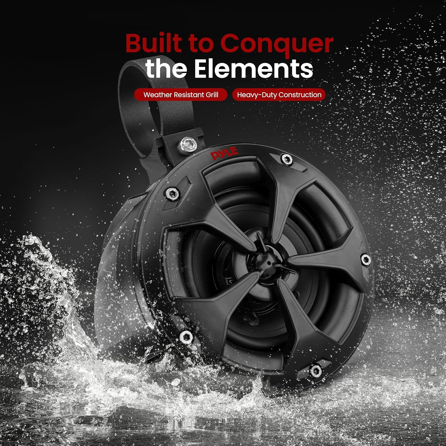 Pyle 2-Way Dual Waterproof Off-Road Speakers – 4” 800W Marine-Grade Wakeboard Tower Speaker System – Full-Range Outdoor Audio for ATV, UTV, Quad, Jeep, or Boat – PLUTV41BK, Black