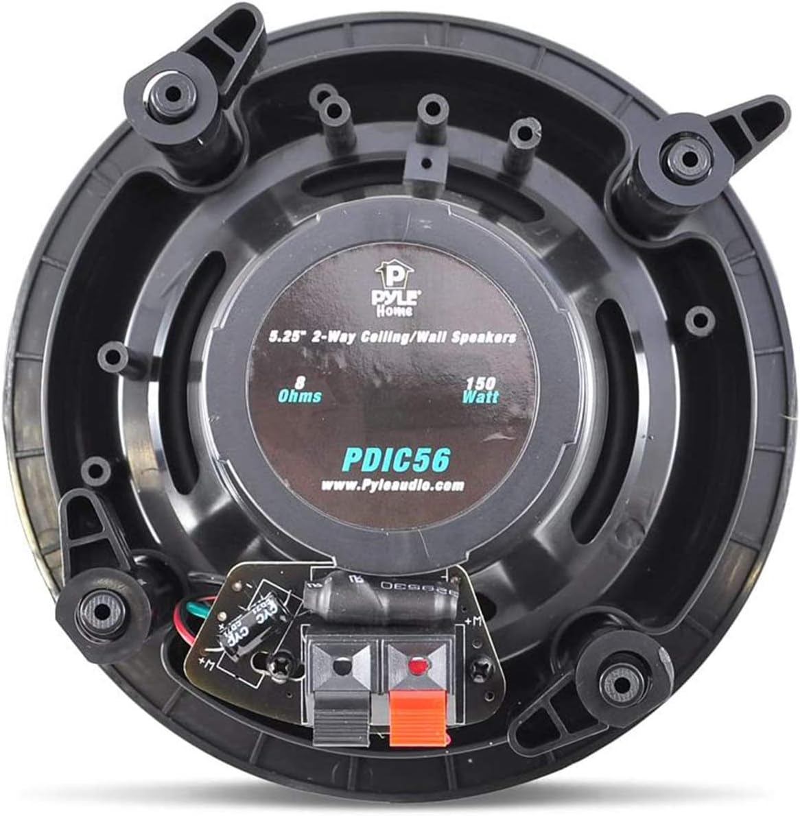 5.25'' In-Wall/In-Ceiling Dual Speakers (Pair) - 2-Way Woofer Speaker System 1/2” Polymer Tweeter Flush Mount w/ 80Hz - 20kHz Frequency Response 150 Watts Peak 8 Ohm Rating - Pyle PDIC56 (White)