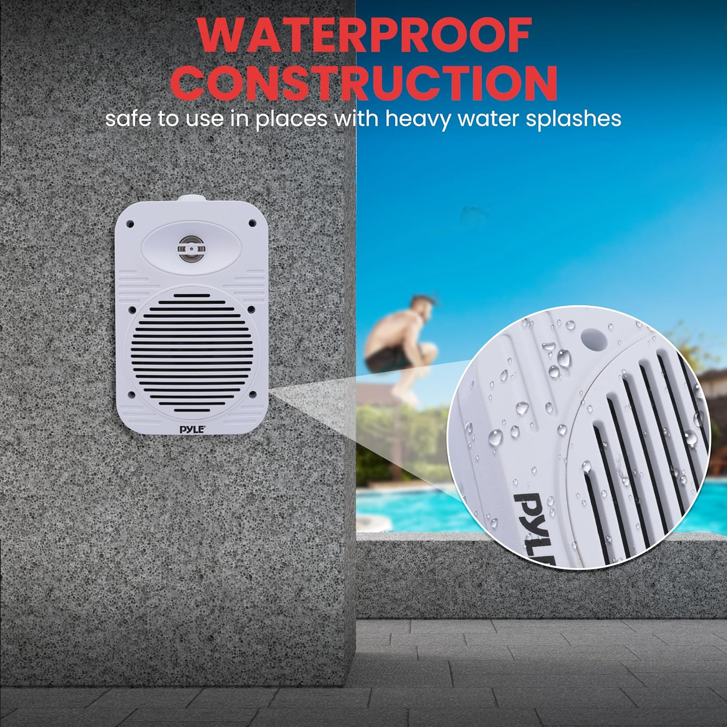 Pyle Indoor/Outdoor Speaker Pair – 500W Dual Waterproof 5.25” 2-Way Full-Range Speaker System with 1/2” High-Compliance Polymer Tweeter – Ideal for Home, Boat, Marine, Deck, Patio, or Poolside Use (White)