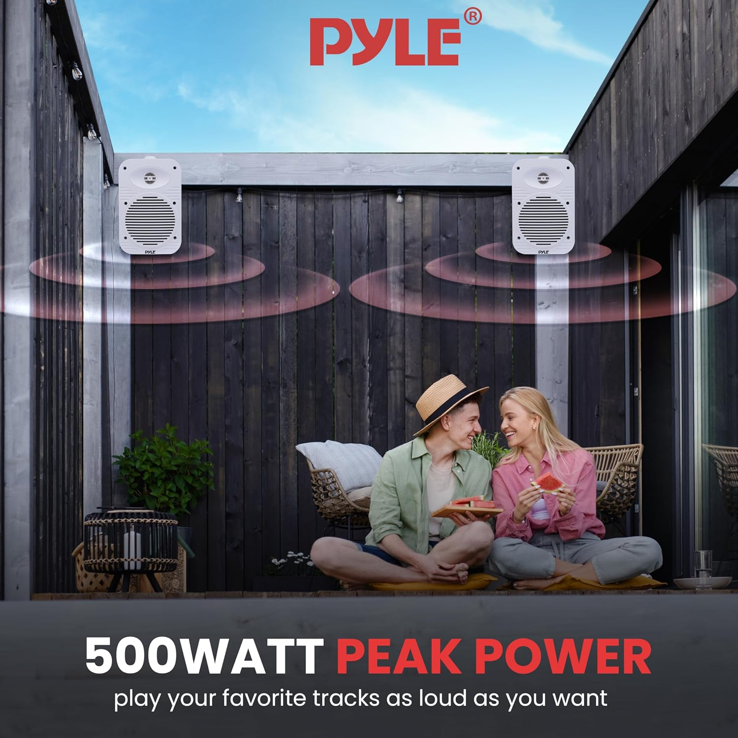 Pyle Indoor/Outdoor Speaker Pair – 500W Dual Waterproof 5.25” 2-Way Full-Range Speaker System with 1/2” High-Compliance Polymer Tweeter – Ideal for Home, Boat, Marine, Deck, Patio, or Poolside Use (White)