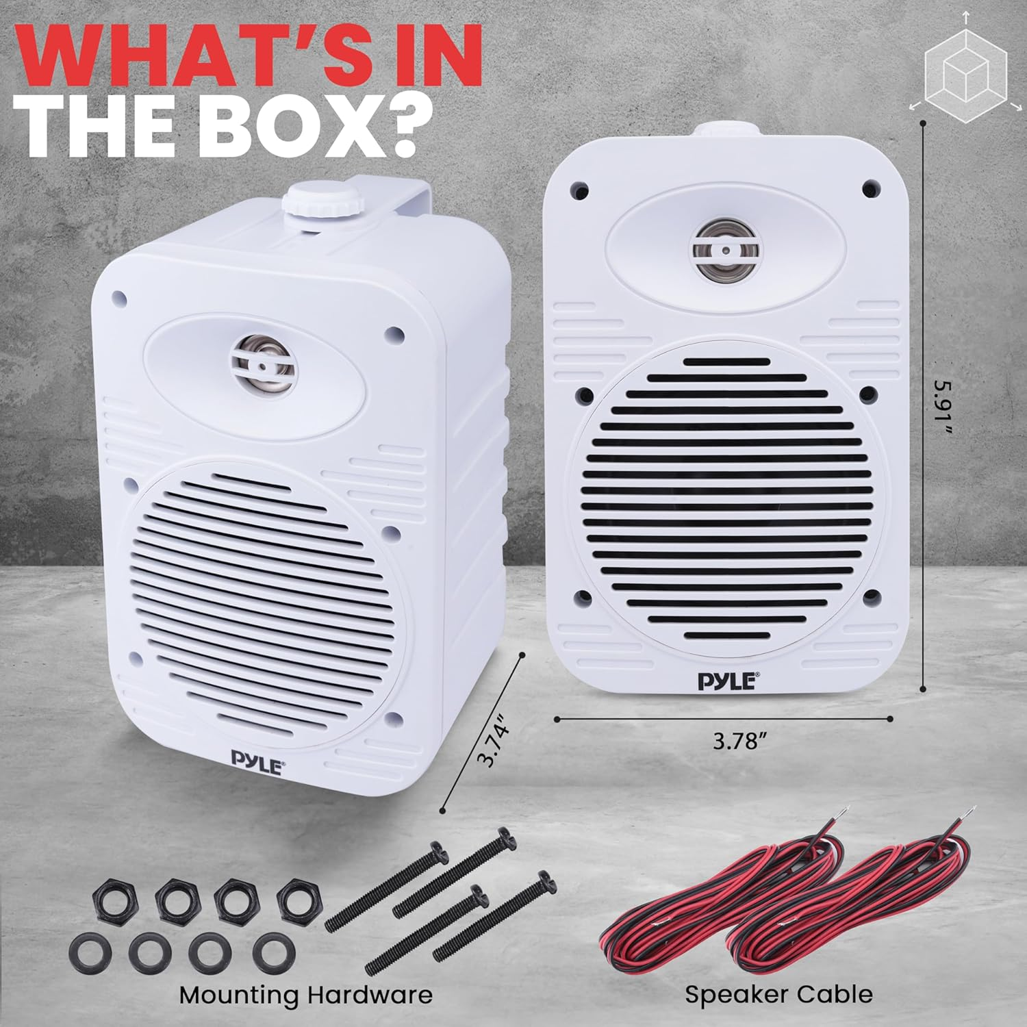 Pyle Indoor/Outdoor Speaker Pair – 500W Dual Waterproof 5.25” 2-Way Full-Range Speaker System with 1/2” High-Compliance Polymer Tweeter – Ideal for Home, Boat, Marine, Deck, Patio, or Poolside Use (White)