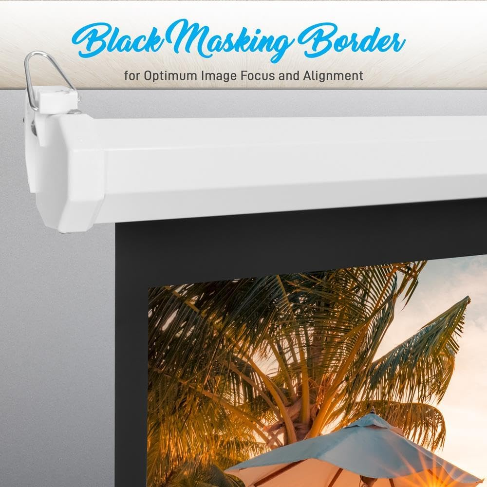 Pyle PRJSM1006 Universal 100-Inch Roll-Down Pull-Down Manual Projection Screen (59.8" x 79.9") Matte White