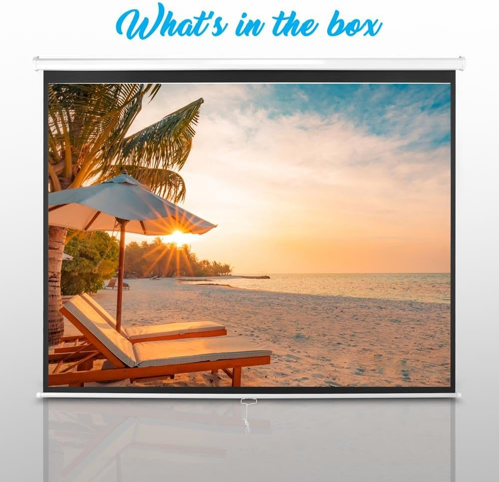 Pyle PRJSM1006 Universal 100-Inch Roll-Down Pull-Down Manual Projection Screen (59.8" x 79.9") Matte White