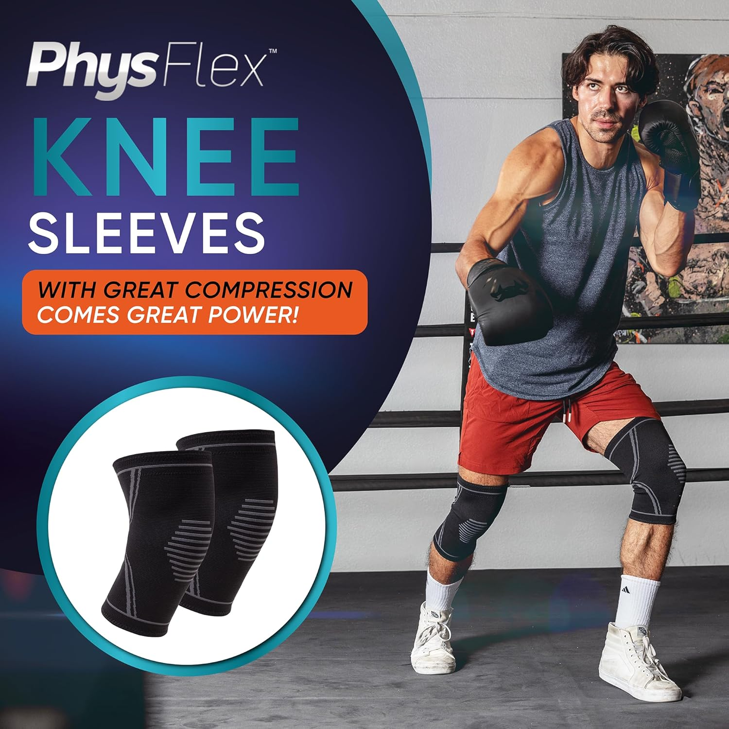 Knee Brace for Pain Relief – 2-Pack Compression Knee Sleeves for Men and Women – Support for Weightlifting, Gym, Sports, Volleyball, Meniscus Tears, ACL, and Arthritis