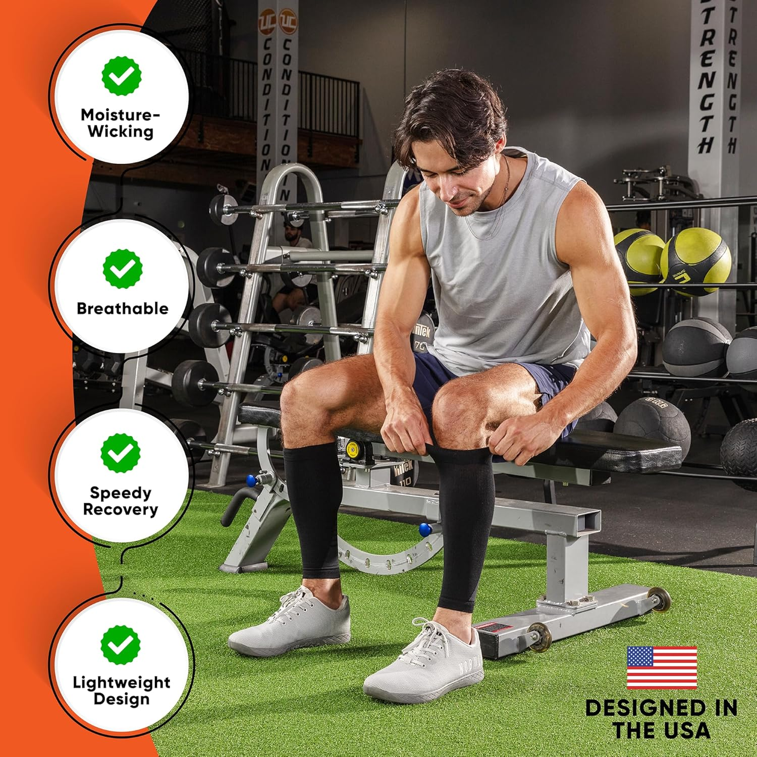 Calf Compression Sleeves for Men and Women – 1 Pair Footless Compression Socks for Varicose Veins, Nursing, Pregnancy, and Running – Leg Sleeves for Shin Splints, Pain Relief, and Swelling