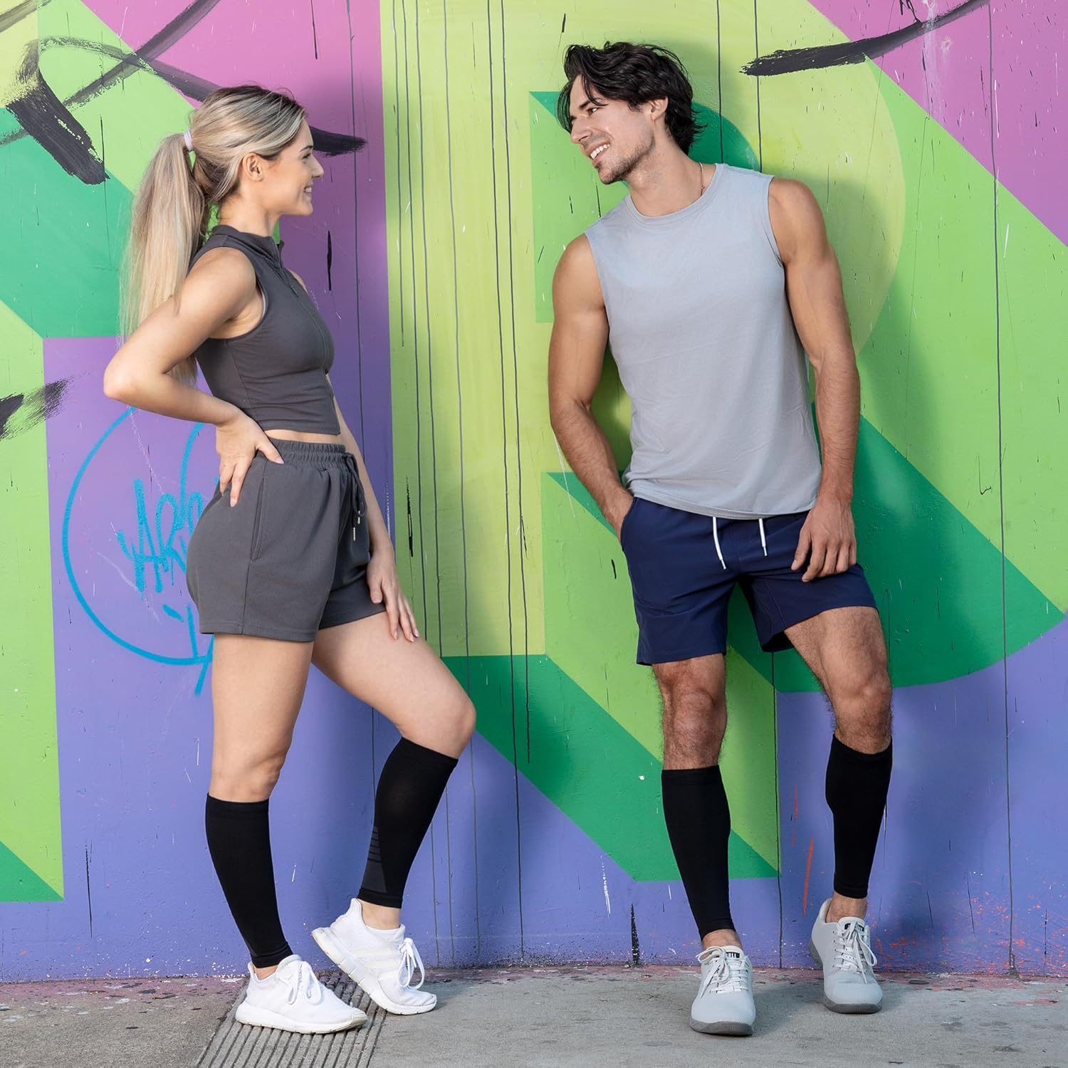 Calf Compression Sleeves for Men and Women – 1 Pair Footless Compression Socks for Varicose Veins, Nursing, Pregnancy, and Running – Leg Sleeves for Shin Splints, Pain Relief, and Swelling