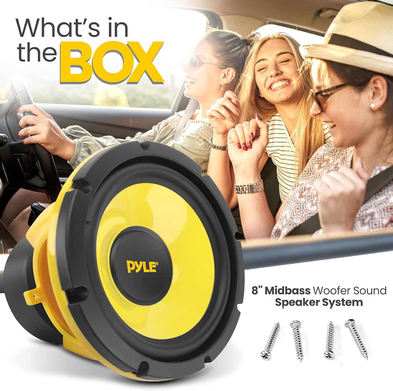 Pyle Car Midbass Speaker System – Pro 8-Inch 400W 4-Ohm Mid-Bass Component Poly Woofer for Car Stereo with 40 Oz Magnet, 50Hz-5kHz Frequency, 3.58” Mount Depth – PLG81