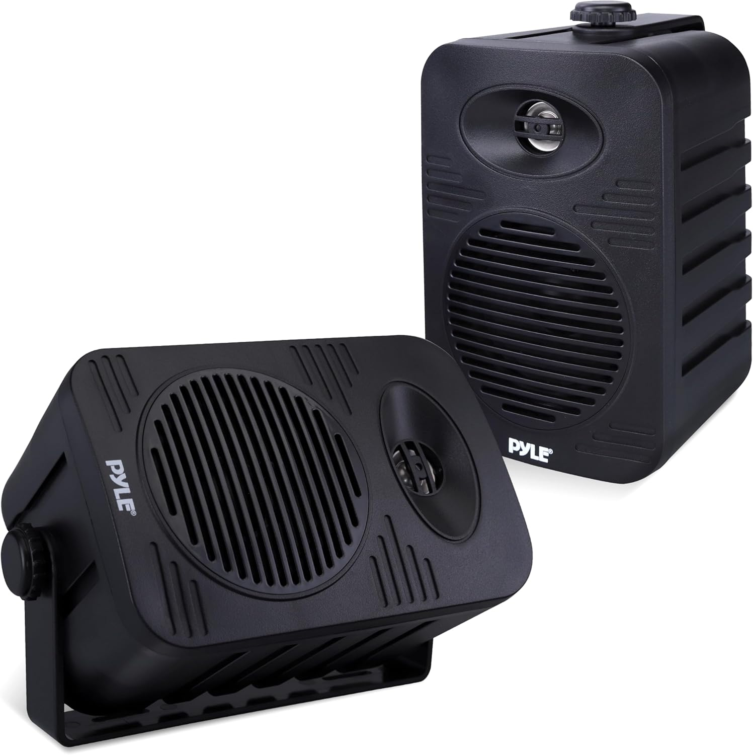 Pyle Indoor Outdoor Speakers Pair – 300W Dual Waterproof 4” 2-Way Full Range Speaker System with 1/2” High Compliance Polymer Tweeter for Home, Boat, Marine, Deck, Patio, or Poolside – Black
