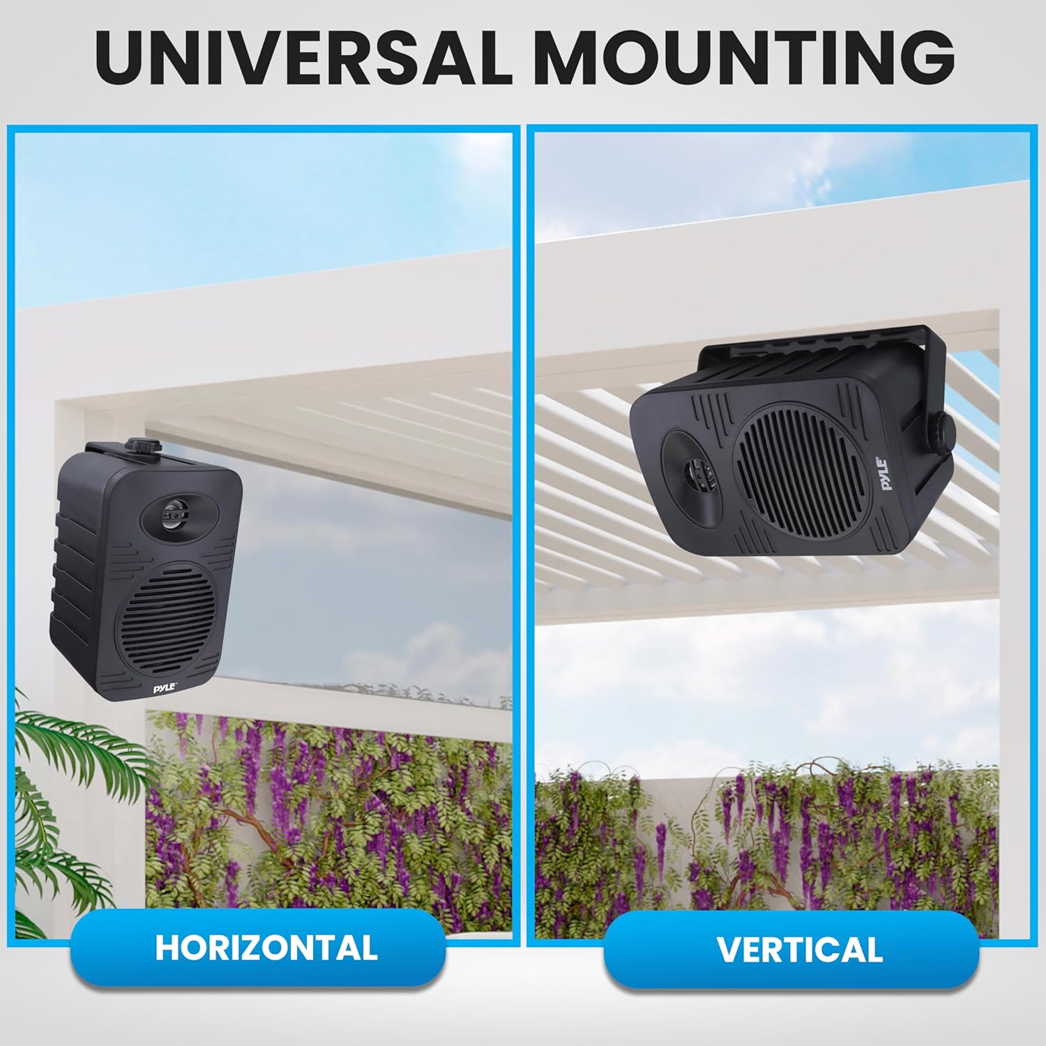 Pyle Indoor Outdoor Speakers Pair – 300W Dual Waterproof 4” 2-Way Full Range Speaker System with 1/2” High Compliance Polymer Tweeter for Home, Boat, Marine, Deck, Patio, or Poolside – Black