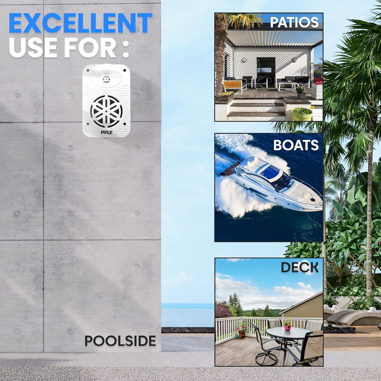 PyleUSA Indoor Outdoor Speakers Pair – 500W Waterproof 5.25” 2-Way Full Range Speaker System with 1/2” High Compliance Polymer Tweeter for Home, Boat, Marine, Deck, Patio, or Poolside – White – PDWR55WT