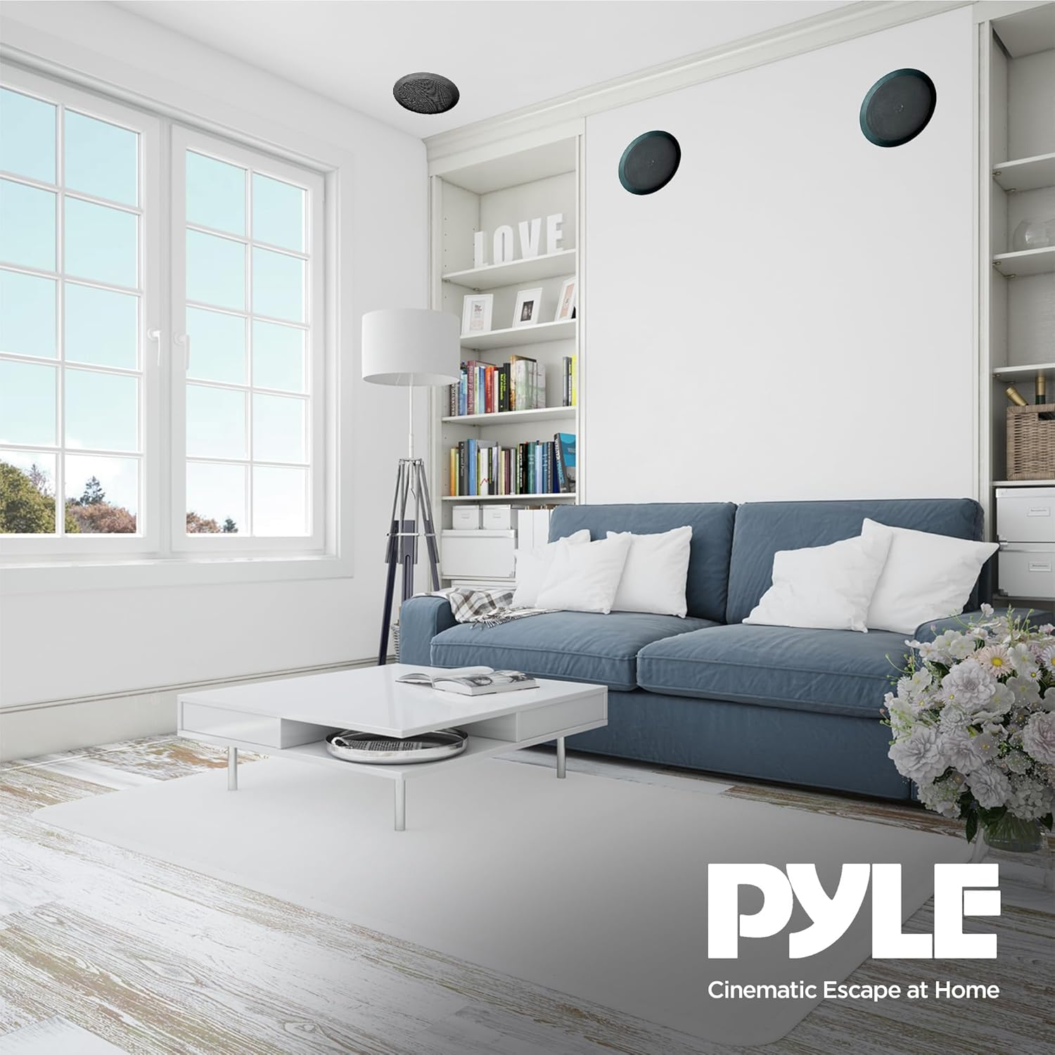 Pyle PDIC61RDBK In-Wall/In-Ceiling 6.5” Dual 2-Way Flush Mount Speaker System – Black Pair