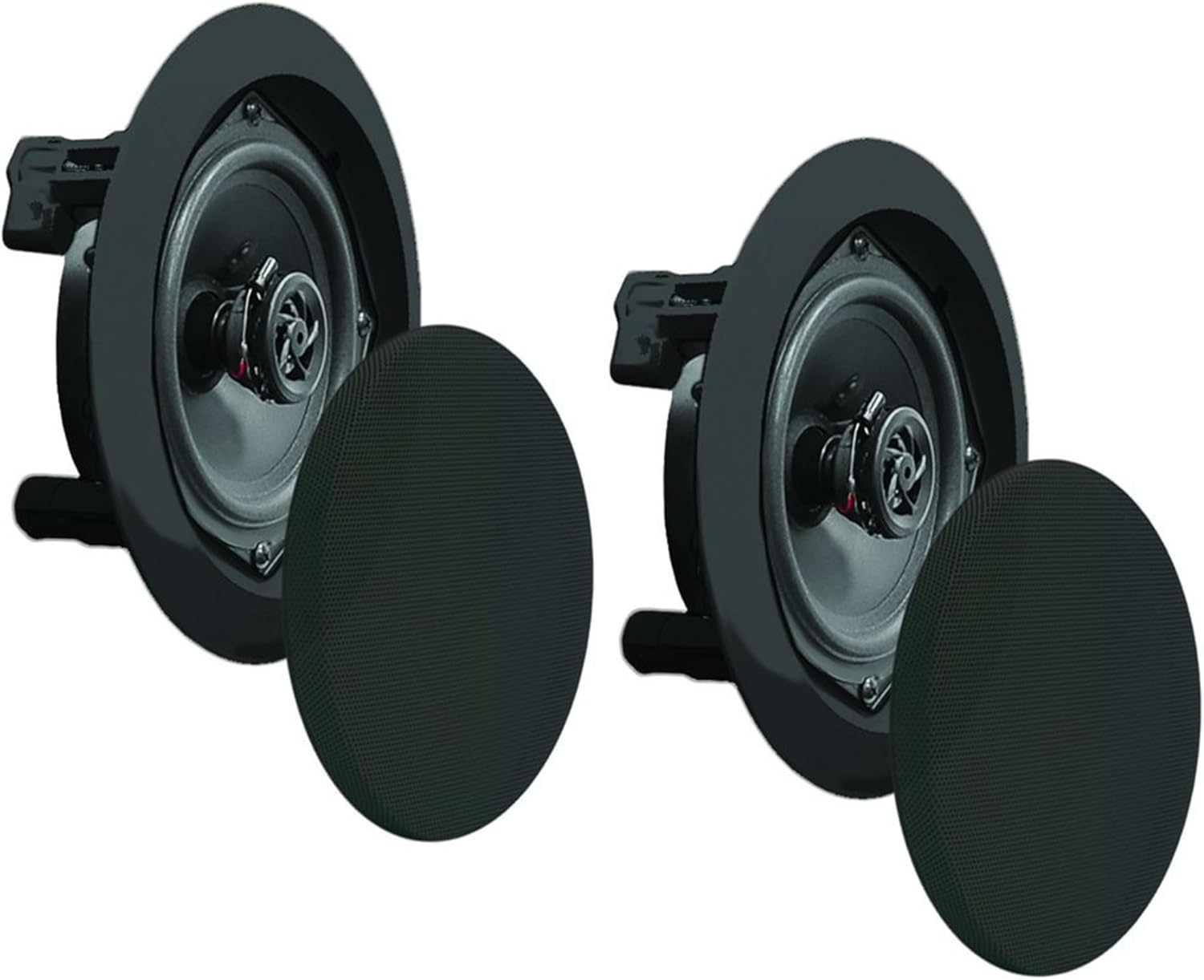 Pyle PDIC61RDBK In-Wall/In-Ceiling 6.5” Dual 2-Way Flush Mount Speaker System – Black Pair