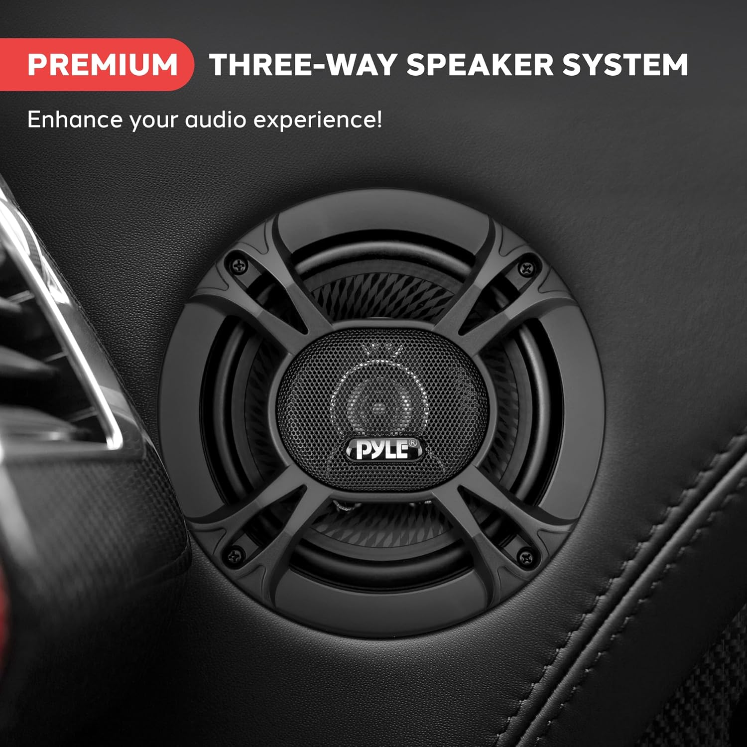 Pyle 3-Way Universal Car Stereo Speakers – 300W 6.5” Triaxial Pro Audio Speakers for Vehicle Door or Side Panel Mount – OEM Quick Replacement Component, Pair – PL613BK, Black
