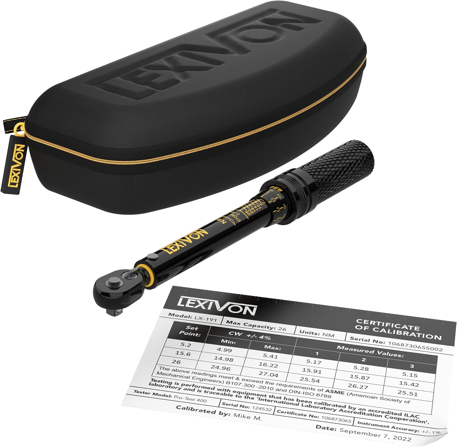 LEXIVON 1/4-Inch Drive Bike Torque Wrench Set – 15-Piece Kit with 72-Tooth Gear, Dual-Direction Click Type, Range 2–26 Nm / 17.7–230.1 in-lb – LX-191