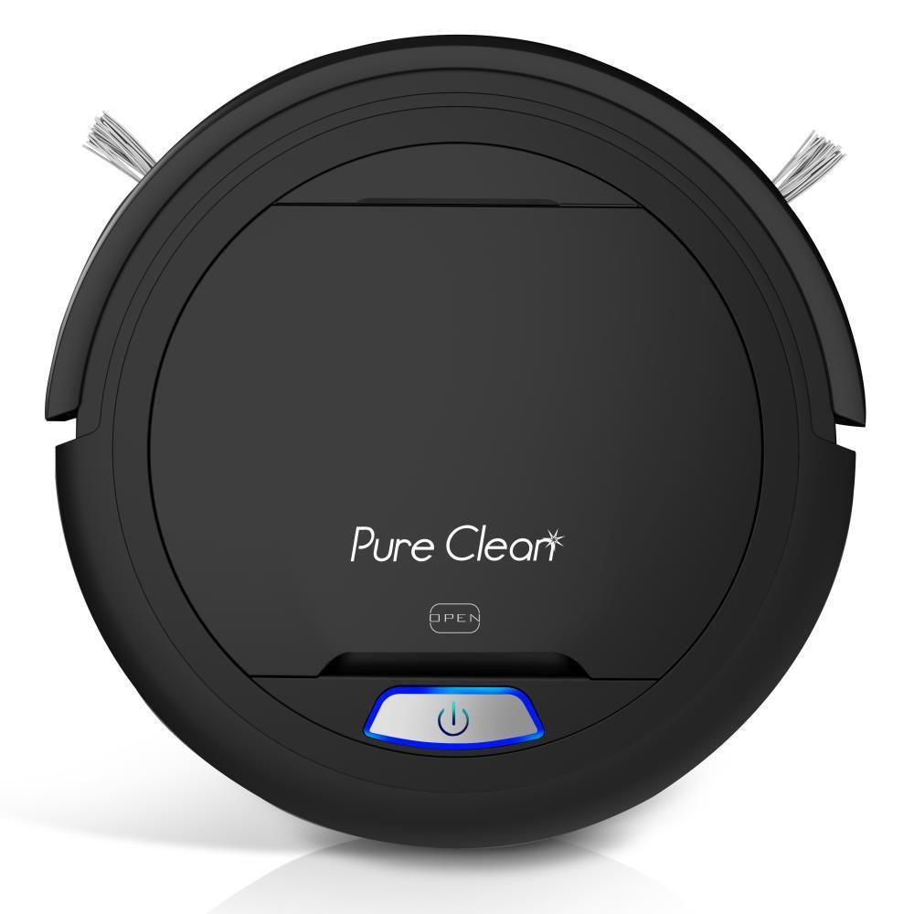 PureClean Automatic Robot Vacuum Cleaner - Robotic Auto Home Cleaning for Clean Carpet Hardwood Floor - Bot Self Detects Stairs - HEPA Filter Pet Hair Allergies Friendly - PUCRC26B (Black)
