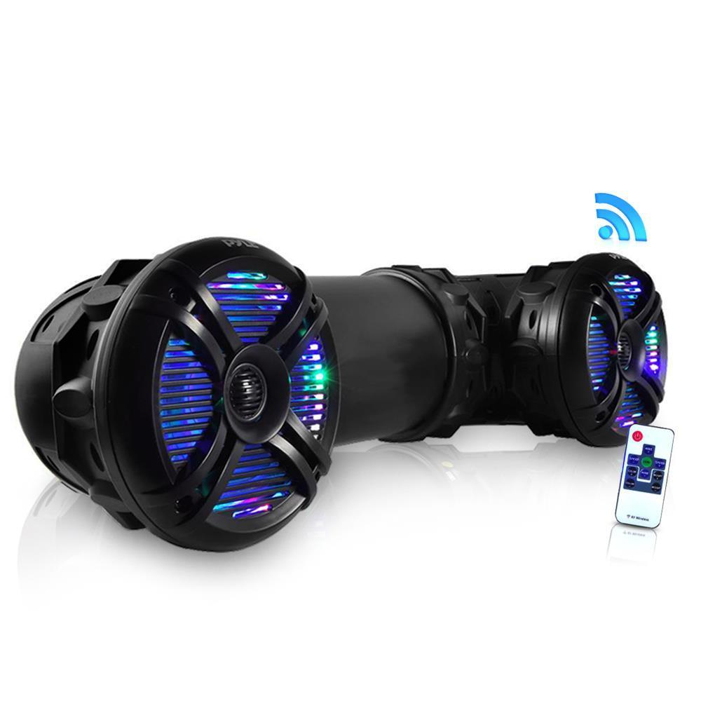 Waterproof Marine Bluetooth Powered Speakers, Amplified Sound System, Built-in Programmable Multi-Color LED Lights, 6.5'' Speakers, 800 Watt (For Marine Watercraft, Off-Road Vehicles, ATV, UTV, Golf Cart)