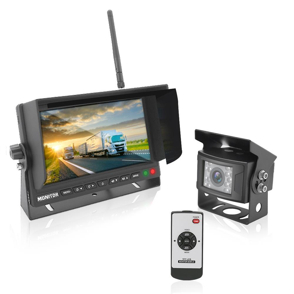Pyle PLCMTR78WIR 2.4Ghz Vehicle Camera & Video Monitor System with Wireless Transmission, Waterproof Rated Cam, Night Vision, 7'' Display (for Bus, Truck, Trailer, Van)