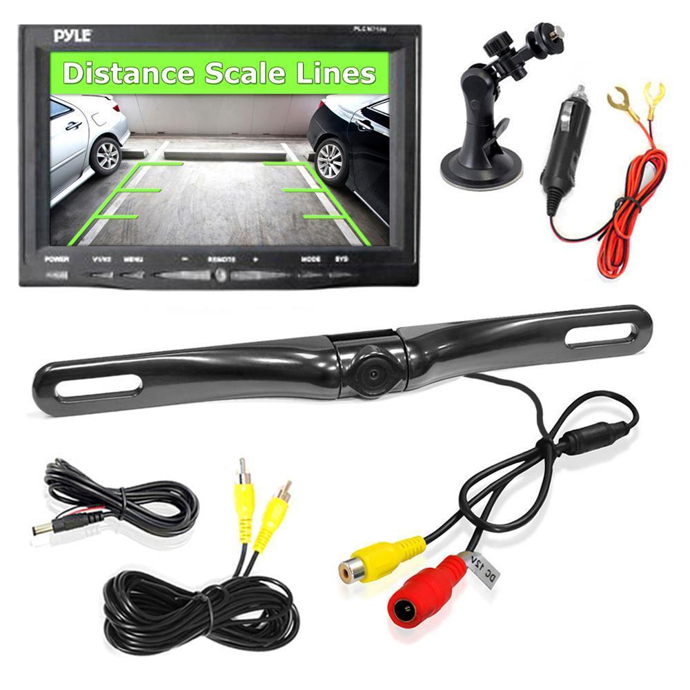 Pyle Backup Rearview Camera & Monitor Parking/Reverse Assist System, Waterproof, Night Vision, 7'' Display, Distance Scale Lines, Swivel Angle Adjustable Cam (PLCM7500)
