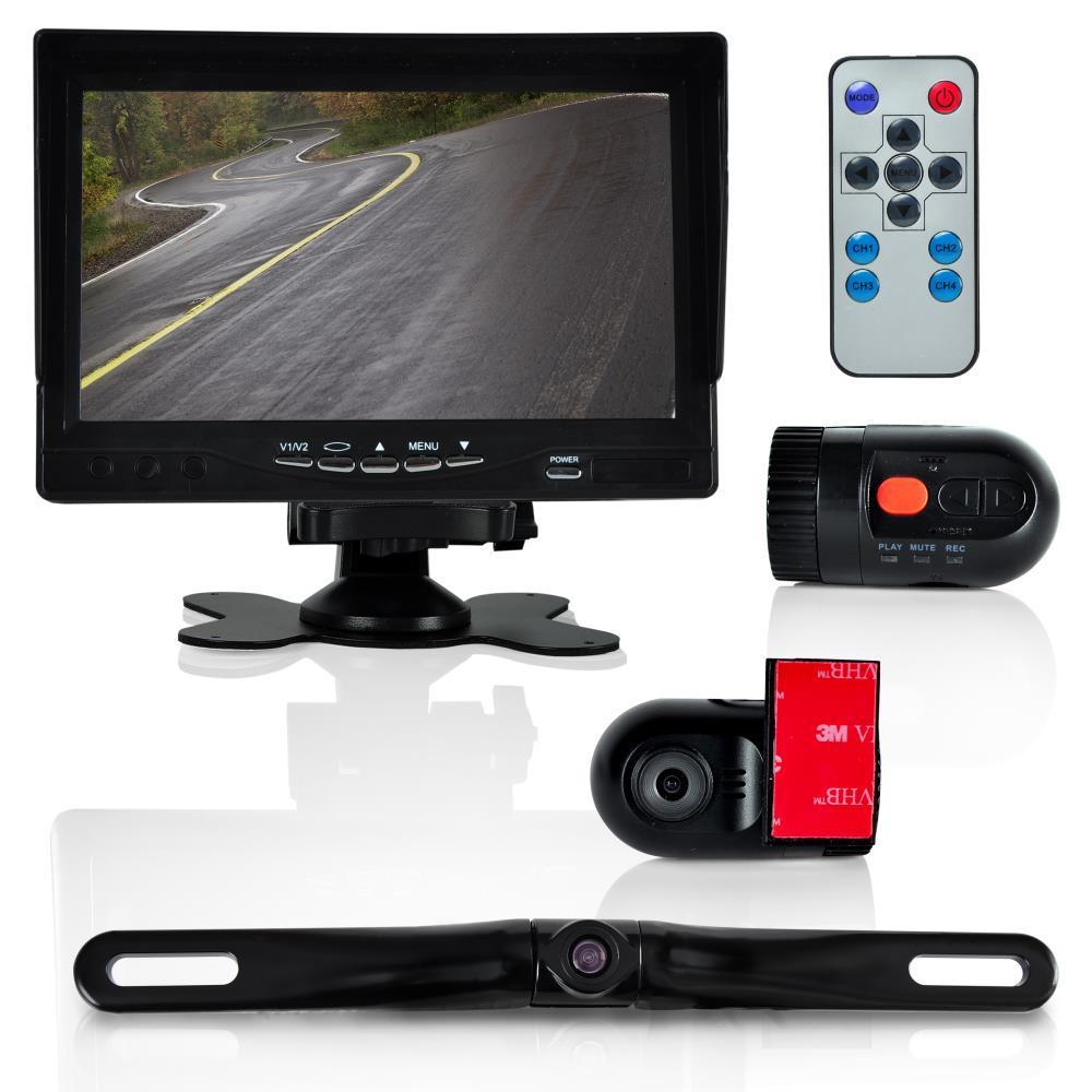 Pyle 2 DVR Dash Cam / Waterproof Rearview Camera / 7'' Monitor System, (PLCMDVR72)