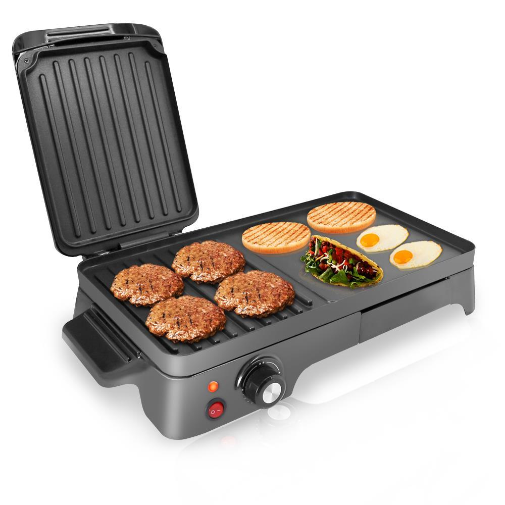 NutriChef 2 In 1 Electric Griddle/Panini Maker, Countertop Hot Plate, (PKGRIL43)