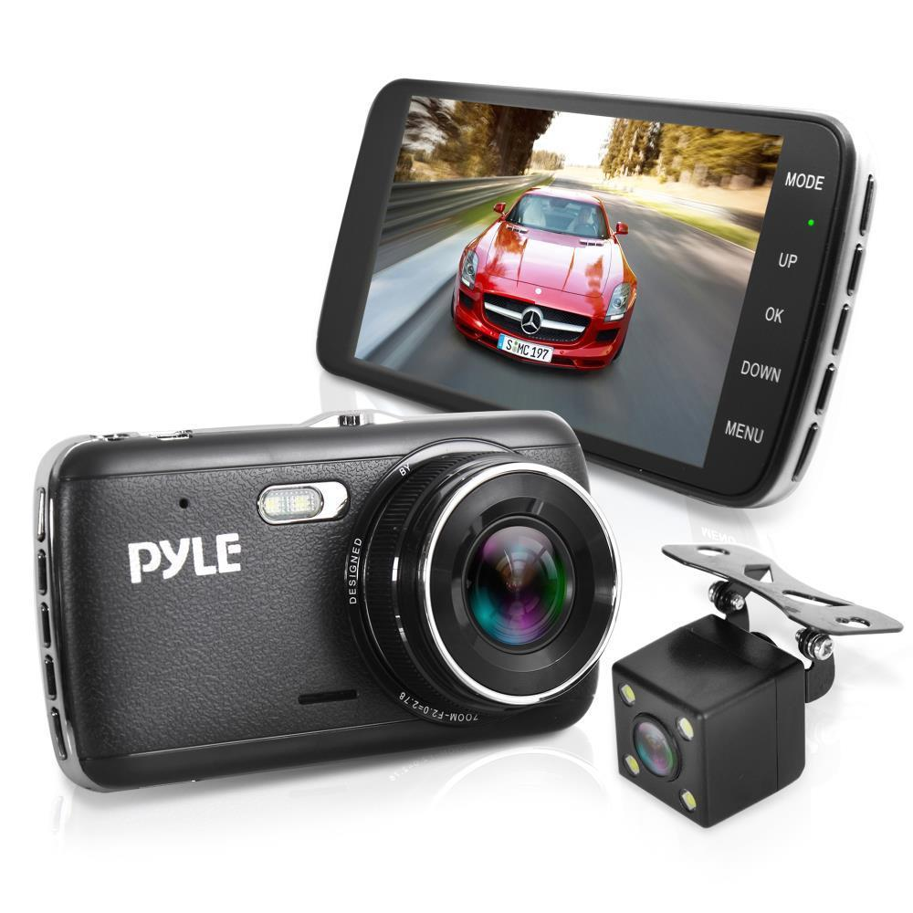 Pyle HD DVR Dash Cam Rearview Camera Monitor System, Waterproof, 4.0'' Display, (PLDVRCAM44)