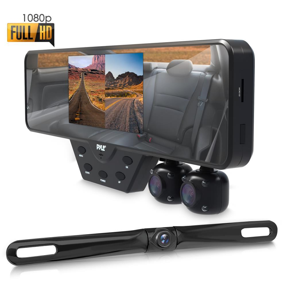 Pyle Multi Dash Cam Video Recording System - Rearview Backup & Driving HD Camera Record Kit, 1080p Night Vision Cam (PLCMDVR54)