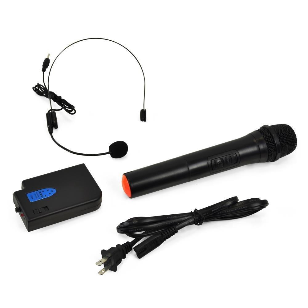 Pyle Portable Bluetooth Stereo Loudspeaker, Wireless Handheld Mic, Beltpack Transmitter, Headset Mic, (PWMA1225BT)