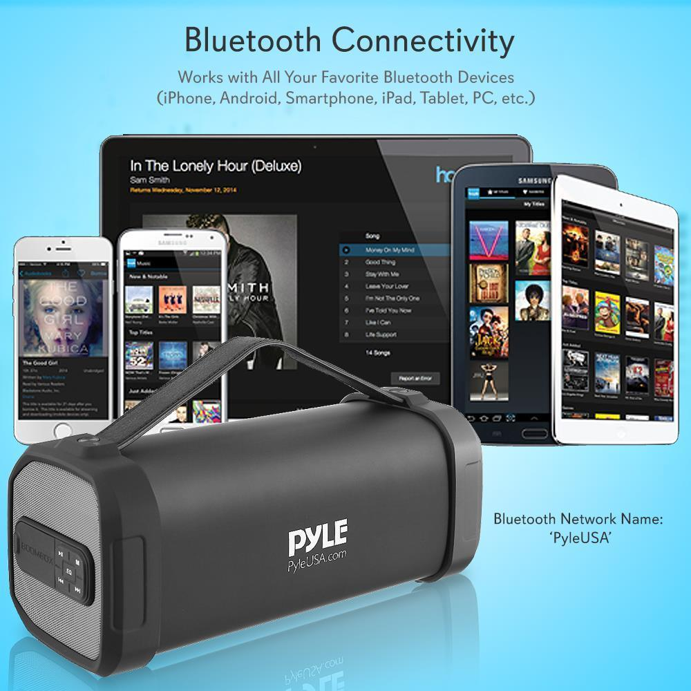 Pyle Portable Bluetooth Speaker, Rechargeable Battery, FM Radio (PBMSQG9)