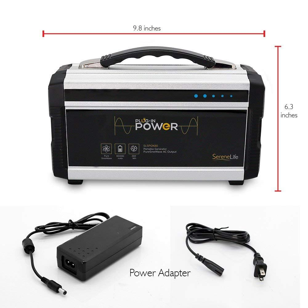 SereneLife Compact & Portable Power Generator, Rechargeable Battery, 60,000mAh (SLSPGN30)