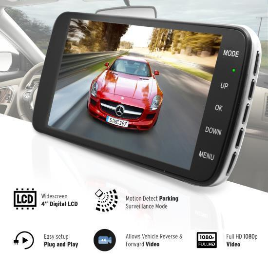 Pyle HD DVR Dash Cam Rearview Camera Monitor System, Waterproof, 4.0'' Display, (PLDVRCAM44)