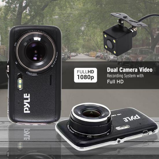 Pyle HD DVR Dash Cam Rearview Camera Monitor System, Waterproof, 4.0'' Display, (PLDVRCAM44)