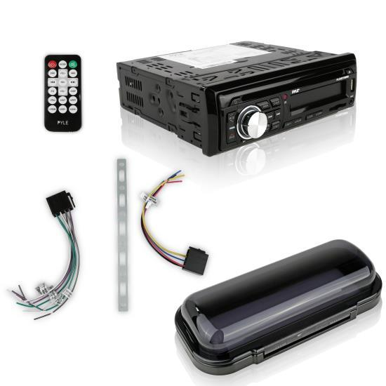 Pyle Bluetooth Stereo Receiver, 2 Waterproof/Shockproof Speakers, CD, AUX, USB, SD, RCA, AM/FM Radio, (PLCDBT75MRB)