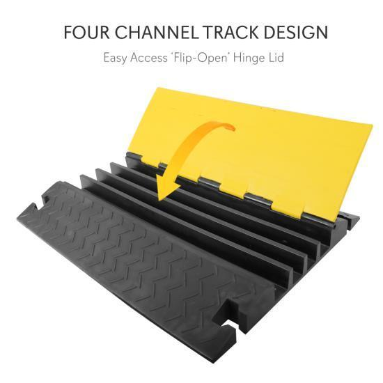 Pyle Cable Safety Protector Cover Ramp/Track, Flip-Open Access Lid, 4 Channels, (PCBLCO108)