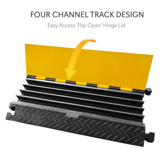 Pyle Cable Safety Protector Cover Ramp/Track, Flip-Open Access Lid, 4 Channels, (PCBLCO106)