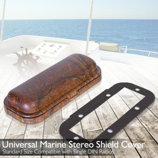Marine Stereo Shield Cover - Waterproof Rated Marine Boat Radio Housing, Camo Style, Single DIN