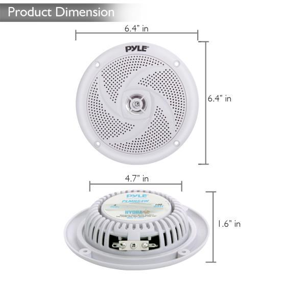 Pyle Pair of Waterproof Stereo Speakers, Slim Style, 4.0'', For Boats, Off-Road Vehicles - White (PLMRS4W)