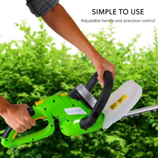 SereneLife Cordless Electric Hedge Trimmer - Yard Trimmer, Power Trimmer Bushes, Tree Bush, Shrub Trimmer, Perfect For Hedges and Shrubs, Rechargeable Battery, Charge Time 4 Hrs, 18V - PSLHTM36