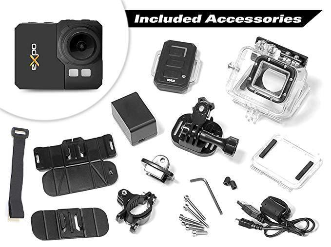 Pyle eXpo Hi-Res Mini Action Video Camera, 20 Mega Pixel Camera, 2-Inch LCD Screen, Wi-Fi Remote - Black (PSCHD90BK)