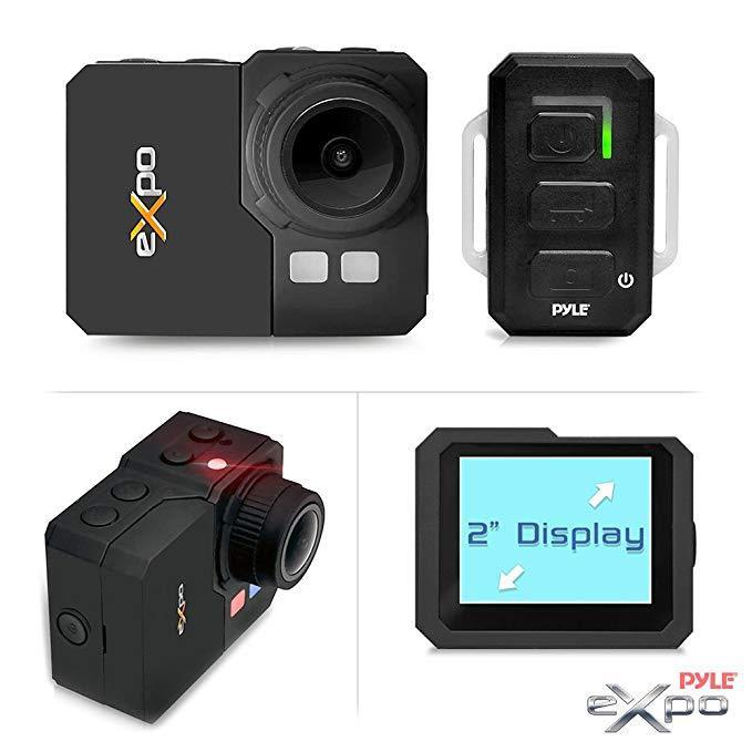 Pyle eXpo Hi-Res Mini Action Video Camera, 20 Mega Pixel Camera, 2-Inch LCD Screen, Wi-Fi Remote - Black (PSCHD90BK)